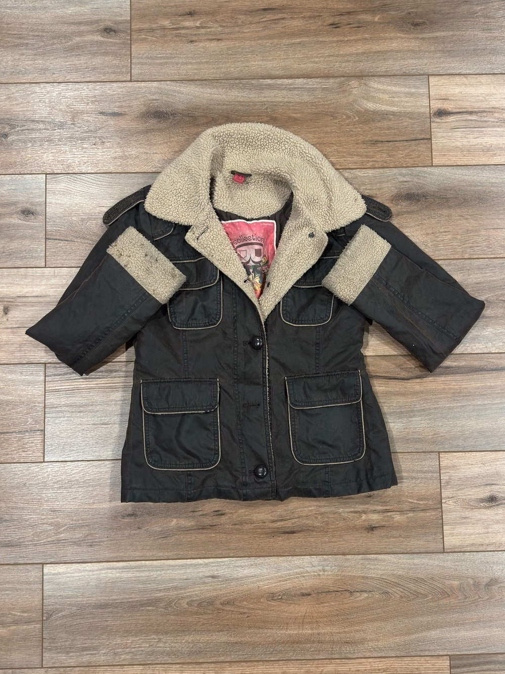 COLLECTION B Vintage 90s Y2k Indie Brown Sherpa Faux Leather Jacket | Sz Medium